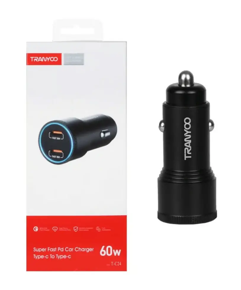 [Cargador Auto Solo 60W Tranyoo T-C24] CARGADOR DE AUTO 60W T-C24.webp