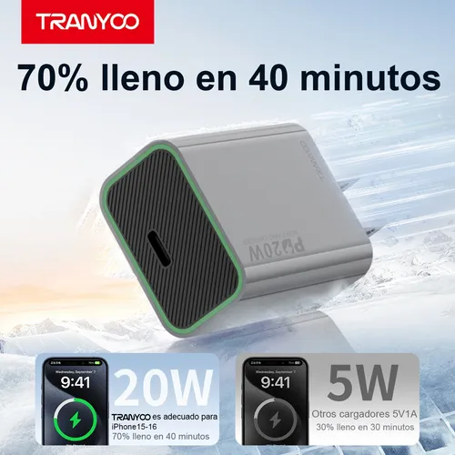 Cargador Solo TPC 20W TRANYOO T-US7 