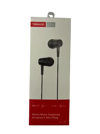 [Audifonos Cable Aux 3.55mm plug Tranyoo T-R4 Negro] Audifonos Cable Aux 3.55mm plug Tranyoo T-R4 Negro