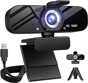 [Webcam Full HD 1080P COMP] Webcam 1080P Full HD - Webcam para computadora de sobremesa o portátil (pantalla panorámica HD 720p, para videollamadas y grabaciones)